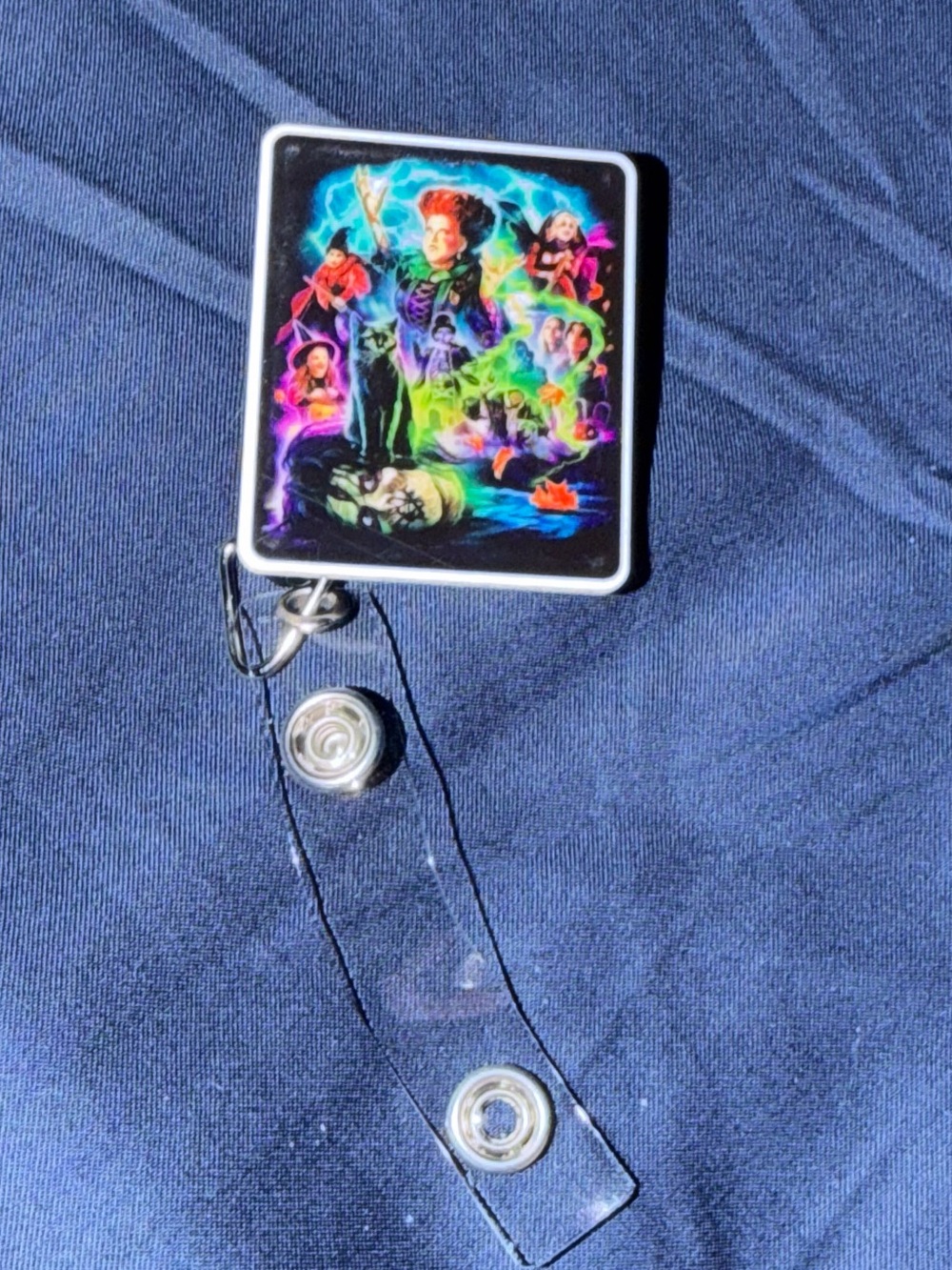 Multicolor Badge Reel ID Holder with Decorative Art
